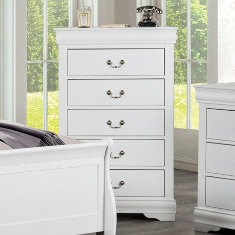Commode Louis Philippe blanche de style transitionnel, modèle FM7866WH-C, de Furniture of America