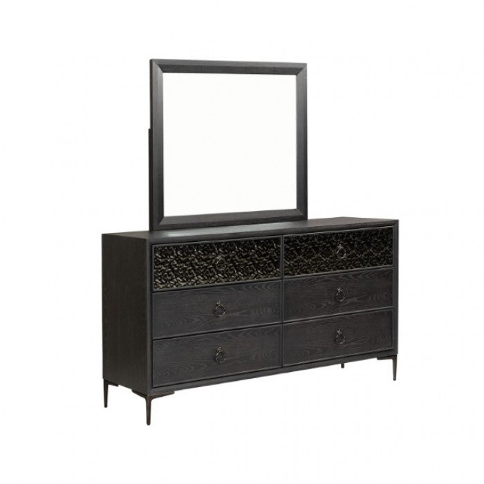 Miroir moderne et contemporain Bashford Espresso de Furniture of America, modèle FM79008ES-M