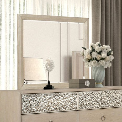 Miroir moderne et contemporain Bashford en chêne naturel de Furniture of America, modèle FM79008NT-M