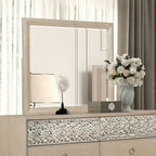 Miroir moderne et contemporain Bashford en chêne naturel de Furniture of America, modèle FM79008NT-M