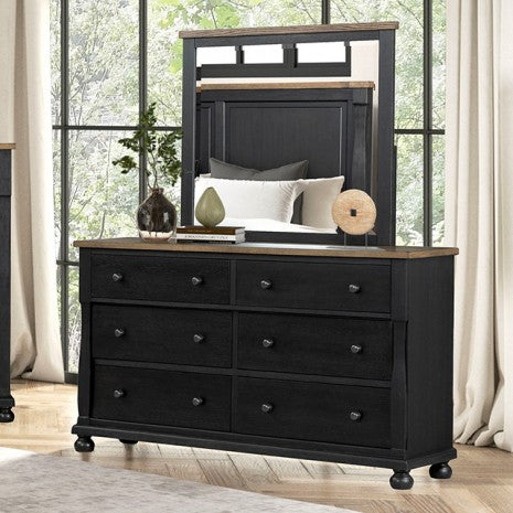 Furniture of America Neue Mills Farmhouse Black/Rustic Oak Modern Farmhouse Dresser Model FM79009BK-D