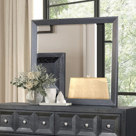 Miroir classique moderne Hatton Cross noir vieilli de Furniture of America, modèle FM79011BK-M