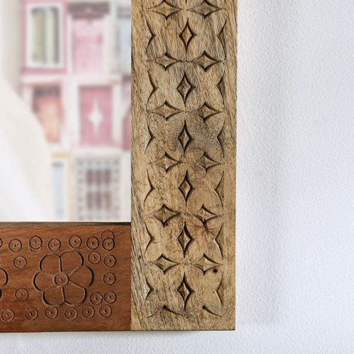 Miroir rustique Blanchefleur, finition naturelle claire, modèle FOA51007, de Furniture of America