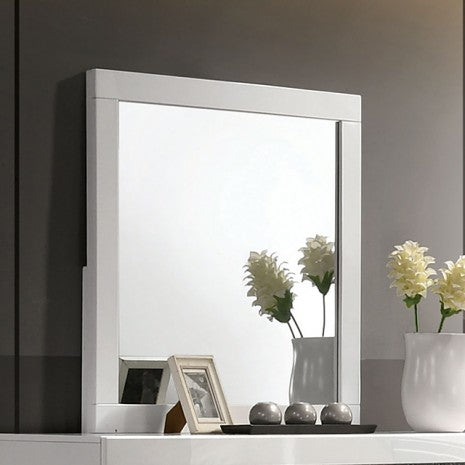 Miroir contemporain blanc Magdeburg de Furniture of America, modèle FOA7038WH-M