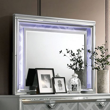 Miroir contemporain Emmeline Silver de Furniture of America, modèle FOA7147M