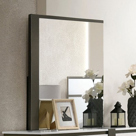 Miroir contemporain Birsfelden blanc/gris métallisé, modèle FOA7225WH-M de Furniture of America