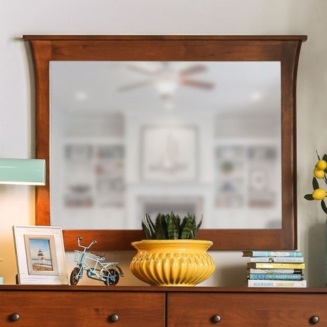 Miroir Keizer en cerisier foncé, style moderne du milieu du siècle, modèle FOA7603M de Furniture of America