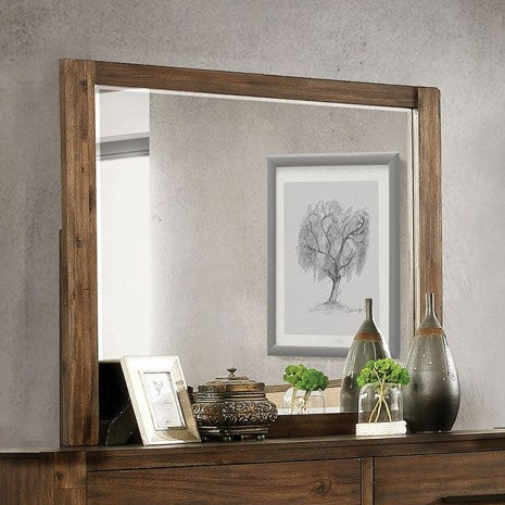 Miroir de style transitionnel en noyer Coney de Furniture of America, modèle FOA7881M
