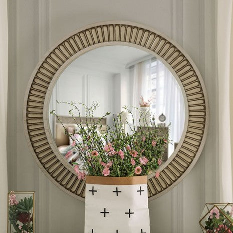 Miroir de style transitionnel blanc antique Jakarta de Furniture of America, modèle FOA7882M