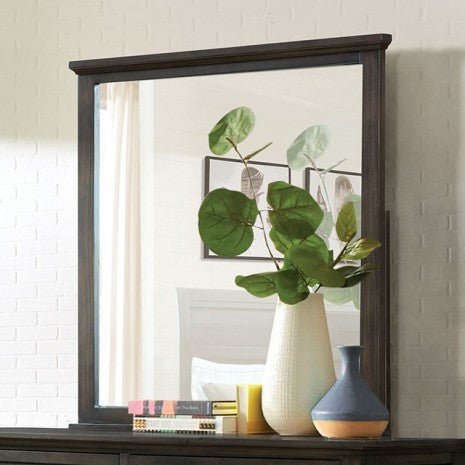 Miroir Alaina en noyer de style transitionnel de Furniture of America, modèle FOA7916M