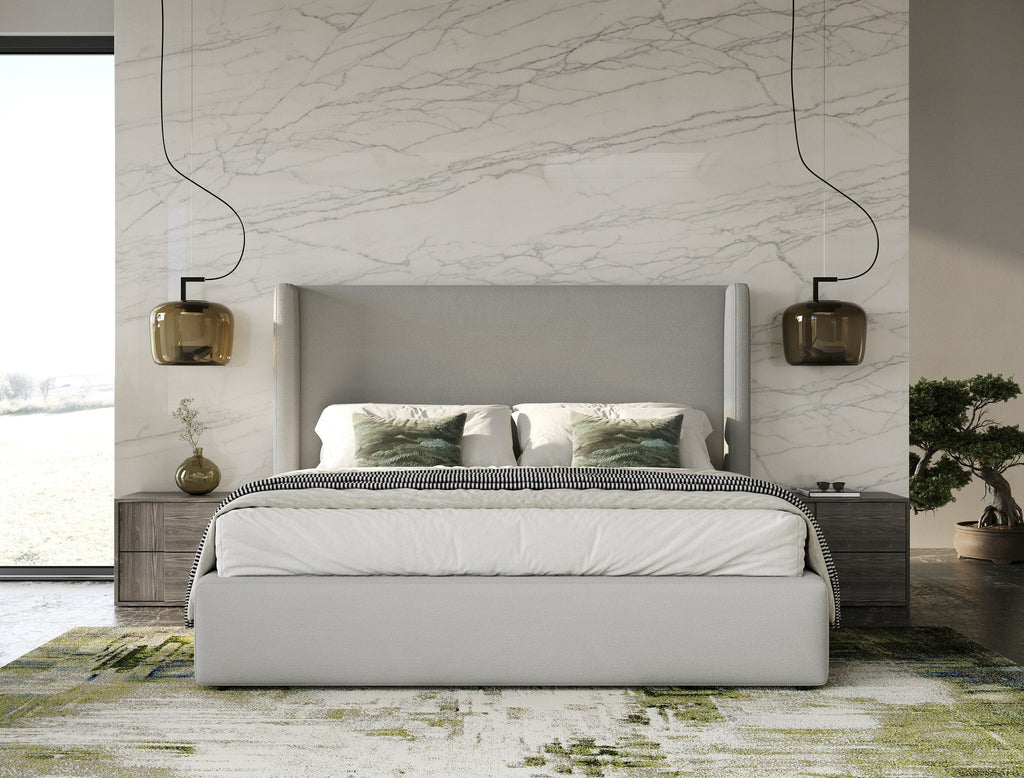 Modrest Byrne & Asus Modern Grey Fabric & Elm Grey 4 Piece Bedroom Set Model VGEVVG713-GRY-4PC