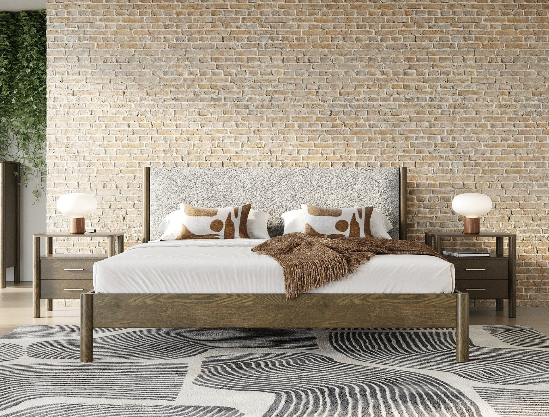 Modrest Carolina Modern Grey Fabric & Wenge Bedroom Set Model VGMA-BR-167-SET-WNG