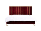 Lit moderne Divani Casa Reyes en velours rouge et or, modèle VGYUHD-1880-RED-EK