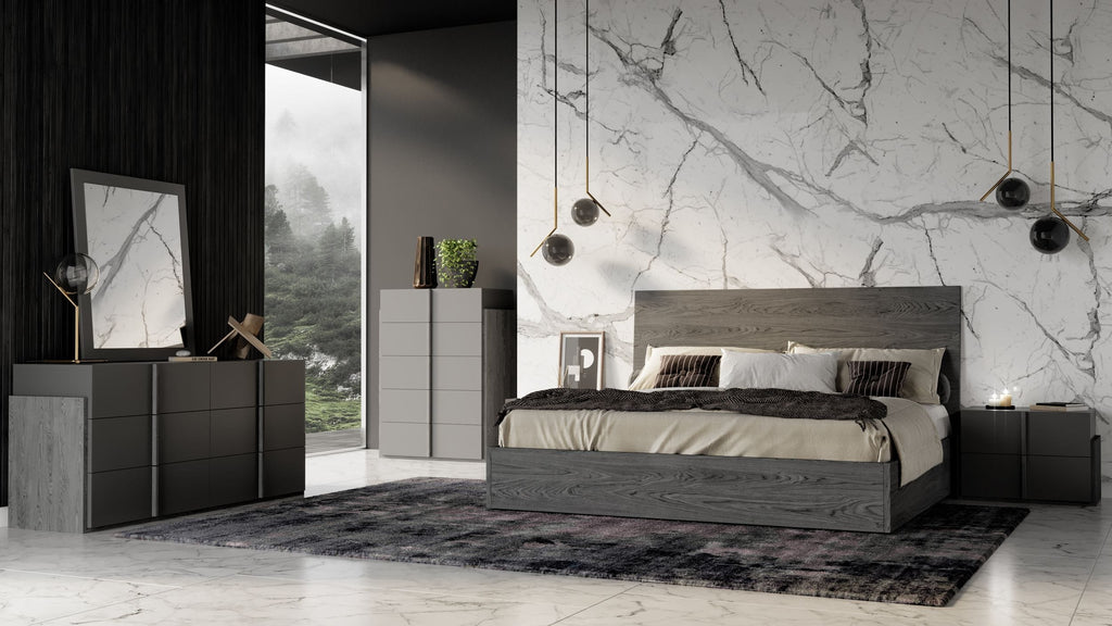 Full Nova Domus Lucia Italian Modern Matte Grey  |  Elm Grey Bedroom Set Model VGACLUCIA-SET-CK