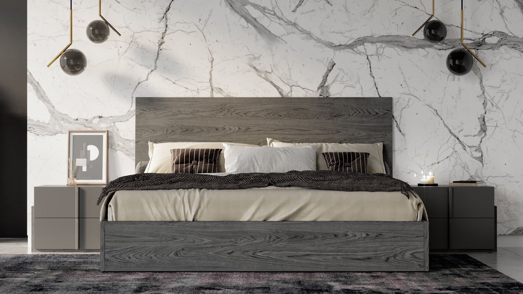 Queen Nova Domus Lucia Italian Modern Matte Grey  |  Elm Grey Bedroom Set Model VGACLUCIA-SET-Q