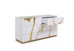 Modrest Aspen Modern Wide White And Gold Dresser Model VGVC-J1801-D-L-B-W
