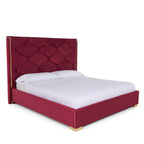 Lit moderne Eastern King Modrest Janet en velours rouge et or, modèle VGVC-BD1820-BED-EK