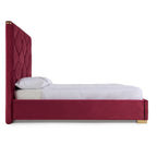 Lit moderne Eastern King Modrest Janet en velours rouge et or, modèle VGVC-BD1820-BED-EK