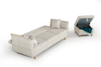 Divani Casa Jeremiah Modern Ivory Fabric Sofabed & Ottoman With Storage Model VGKNI3062-IVY