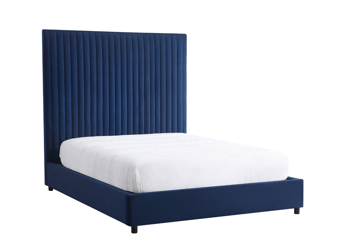 Lit moderne en velours bleu Eastern King Modrest Chaplin, modèle VGJY-601-BLU-EK