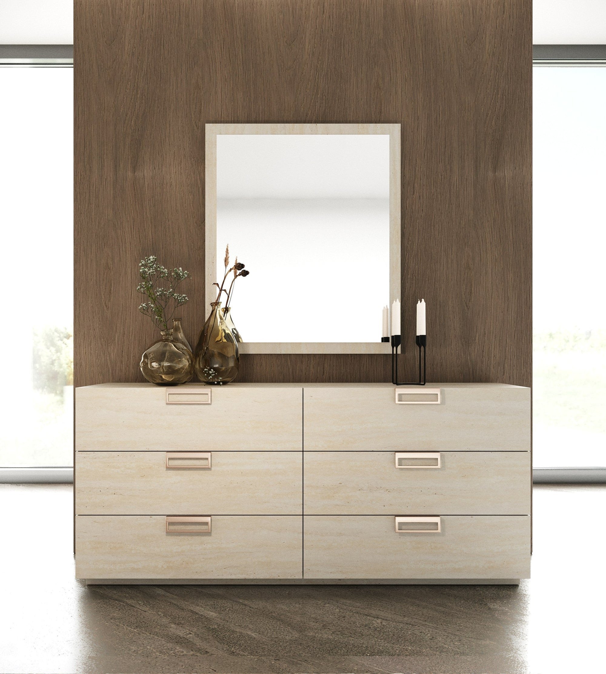 Lamod Italia Lago Modern Faux Travertine Dresser Model VGAC-LAGO-DRS