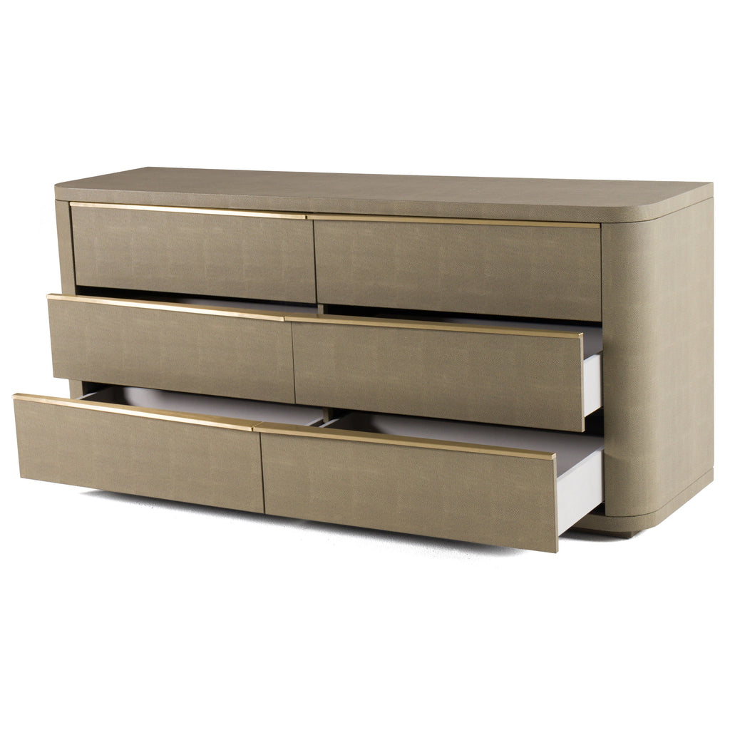 Modrest Lois Modern Beige Shagreen & Brass Dresser Model VGVC-J2408-D