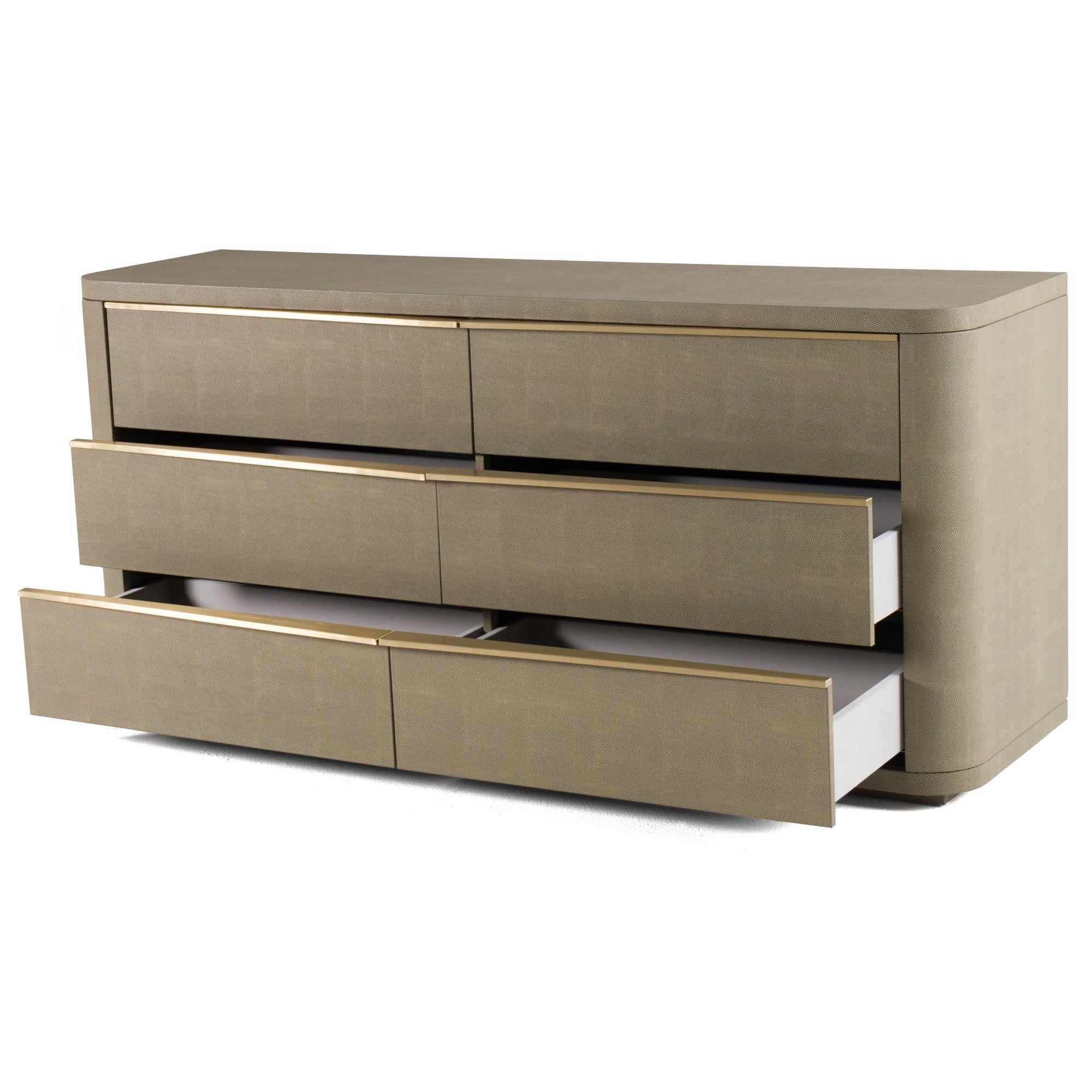 Modrest Lois Modern Beige Shagreen & Brass Dresser Model VGVC-J2408-D