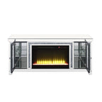 ACME Noralie Mirrored & Faux Diamonds TV Stand with Fireplace & LED Model LV00315