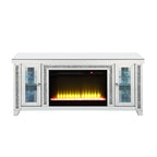 ACME Noralie Mirrored & Faux Diamonds TV Stand with Fireplace & LED Model LV00315