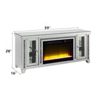 ACME Noralie Mirrored & Faux Diamonds TV Stand with Fireplace & LED Model LV00315