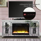 ACME Noralie Mirrored & Faux Diamonds TV Stand with Fireplace & LED Model LV00315