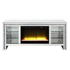 ACME Noralie Mirrored & Faux Diamonds TV Stand with Fireplace & LED Model LV00317