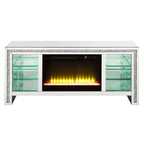 ACME Noralie Mirrored & Faux Diamonds TV Stand with Fireplace & LED Model LV00317