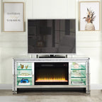 ACME Noralie Mirrored & Faux Diamonds TV Stand with Fireplace & LED Model LV00317