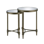 ACME Aditya Mirror & Antique Brass Nesting End Table Model LV02596