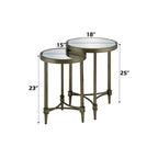 ACME Aditya Mirror & Antique Brass Nesting End Table Model LV02596