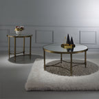 ACME Aditya Mirrored & Antique Brass End Table Model LV02736