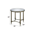 ACME Aditya Mirrored & Antique Brass End Table Model LV02736