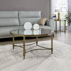 ACME Aditya Mirrored & Antique Brass End Table Model LV02736