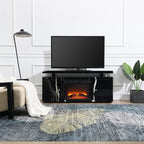 ACME Drisana Black Mirrored TV Stand with Fireplace Model LV03868