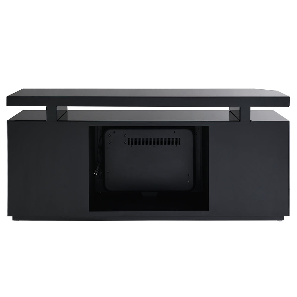 ACME Drisana Black Mirrored TV Stand with Fireplace Model LV03868