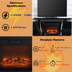 ACME Drisana Black Mirrored TV Stand with Fireplace Model LV03868