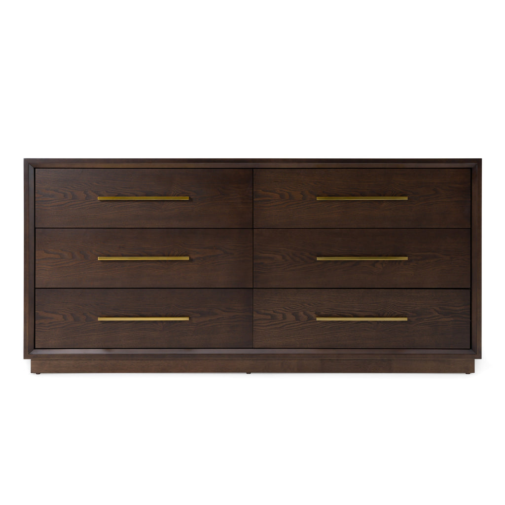 Modrest Manhattan Contemporary Brown Oak And Gold Dresser  Model VGMA-BR-127-DRS-CRY