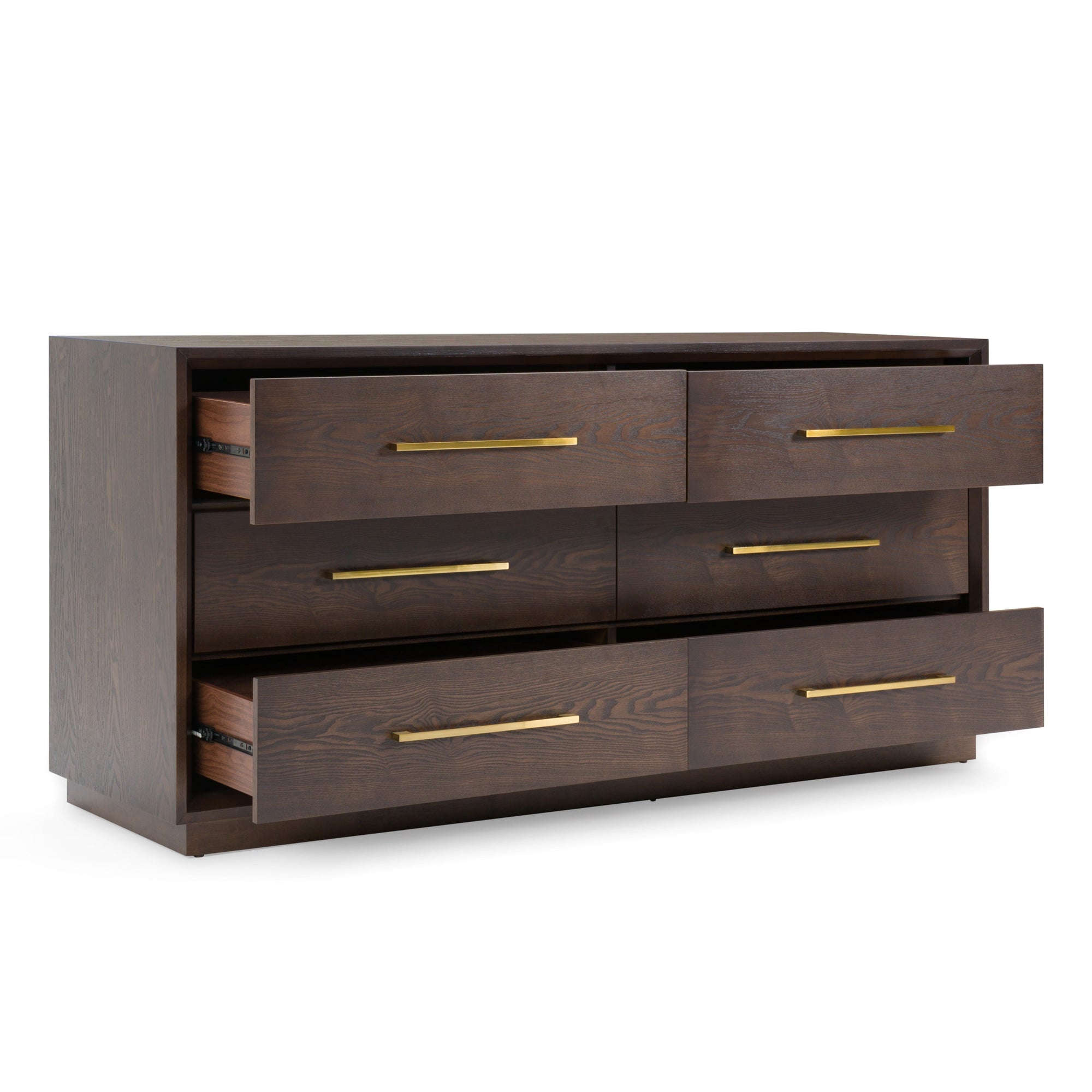Modrest Manhattan Contemporary Brown Oak And Gold Dresser  Model VGMA-BR-127-DRS-CRY