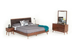 Modrest Marshall Mid Century Modern Brown Fabric & Walnut Bedroom Set Model VGMABR-39-SET