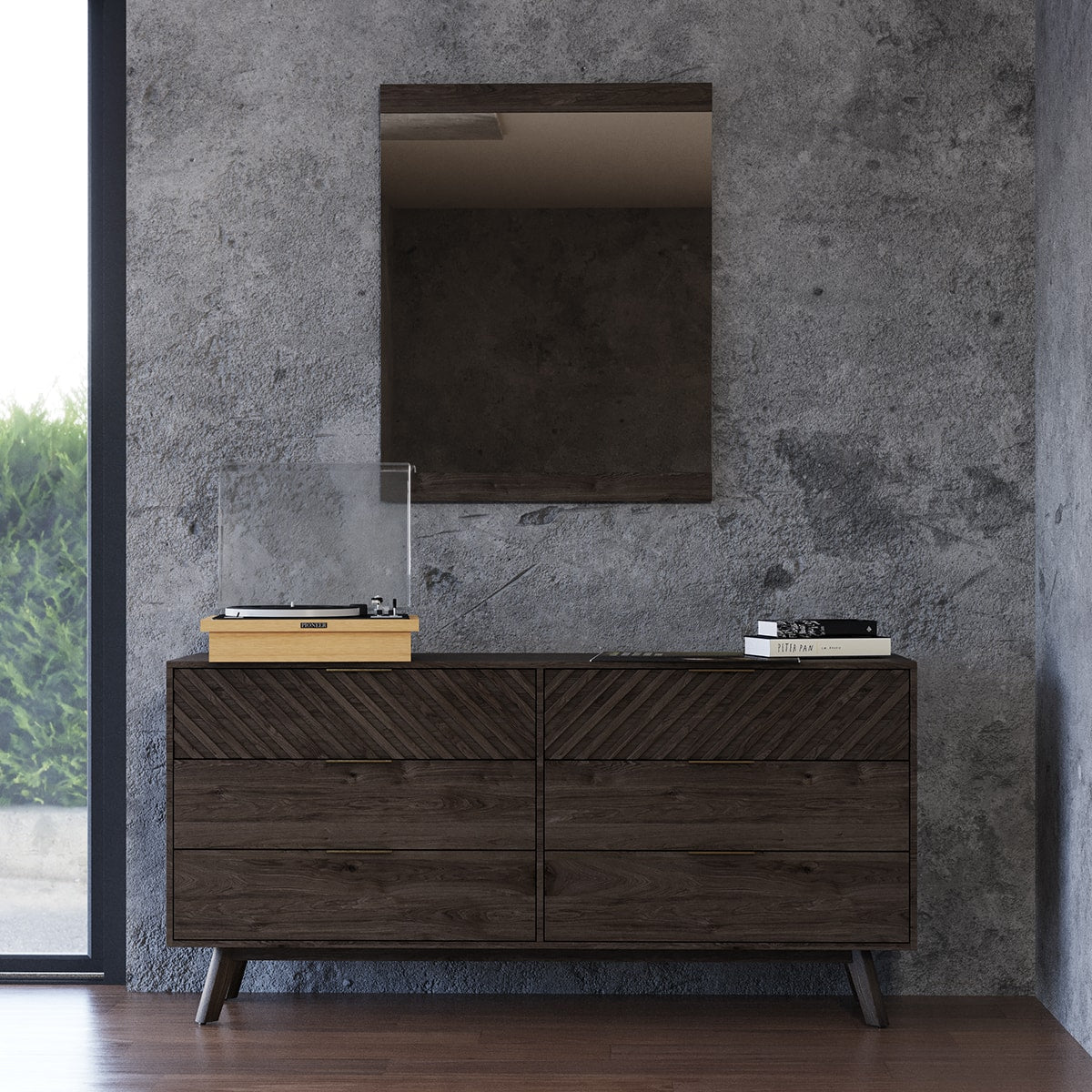 Modrest Daisy Mid Century Dark Acacia Bedroom Set Model VGWDKYOTO-SET