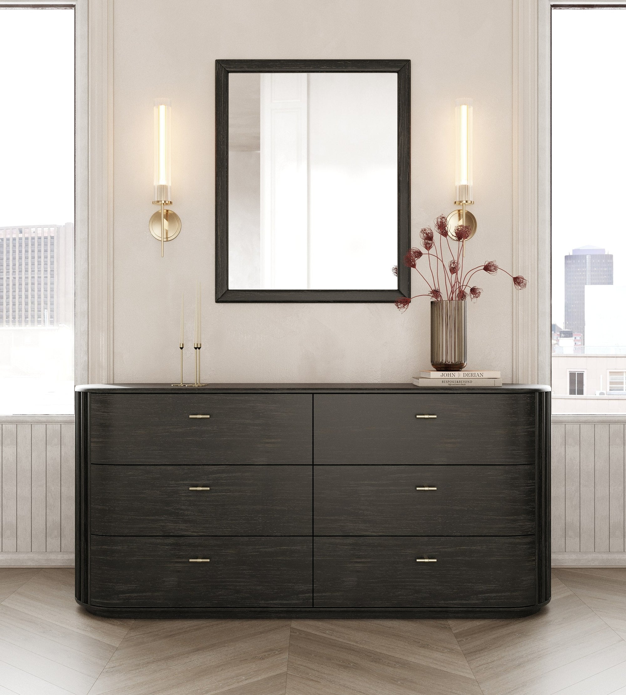 Modrest Fields Modern Black Acacia Dresser Model VGWD-VGD2-DR06-BLK