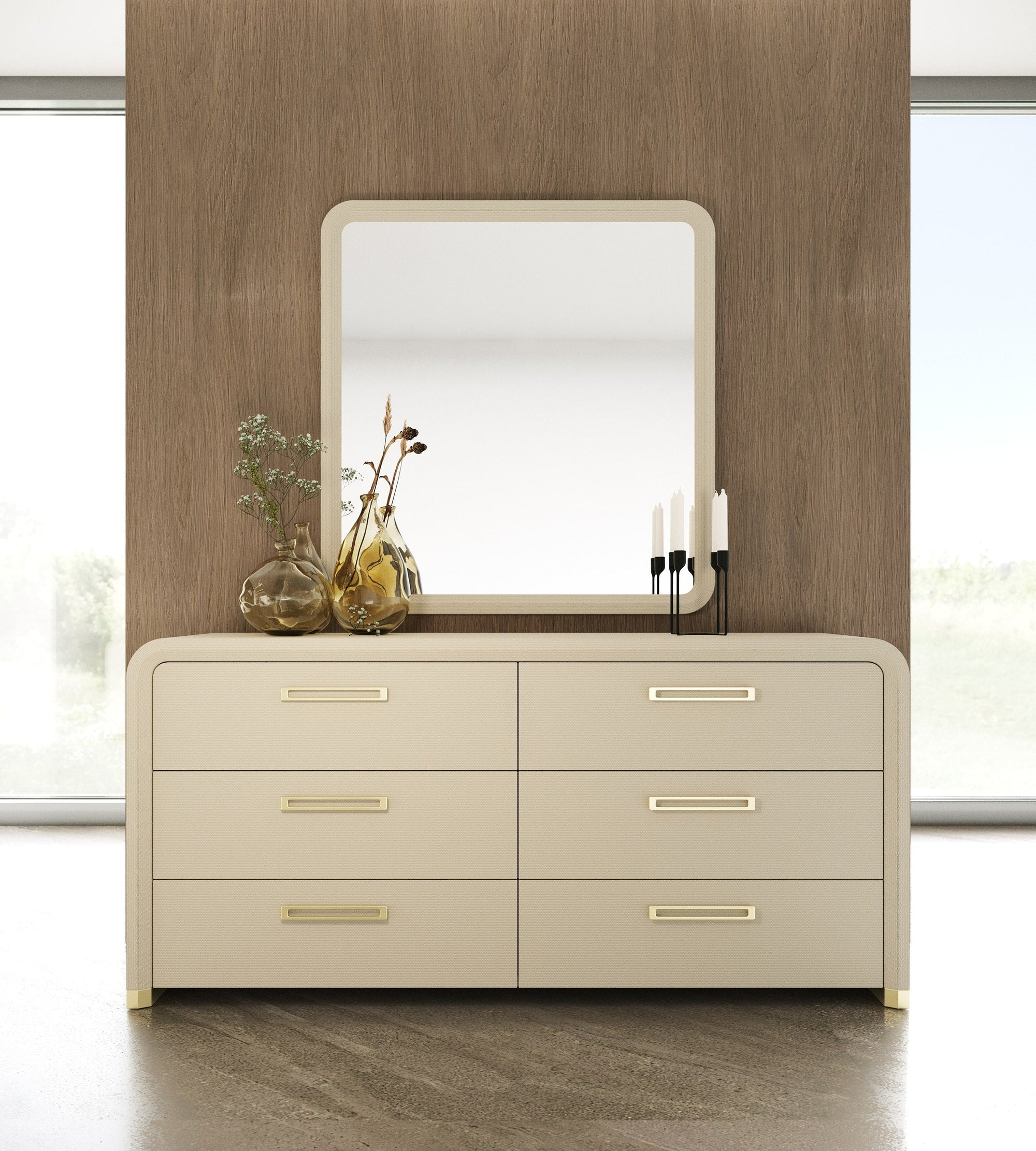 Modrest Florence Modern Beige Leatherette & Gold Dresser Model VGVC-J2410-D
