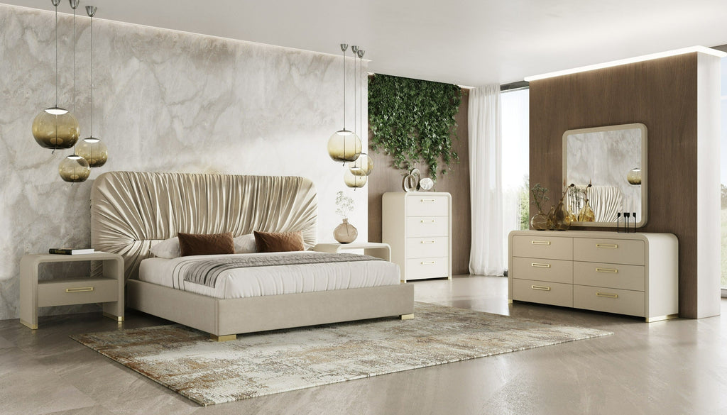 Modrest Florence Modern Beige Leatherette & Gold Dresser Model VGVC-J2410-D