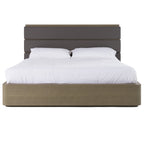 Lit Eastern King Modrest Lois Modern en cuir gris et galuchat beige, modèle VGVC-BD2408-BED-EK